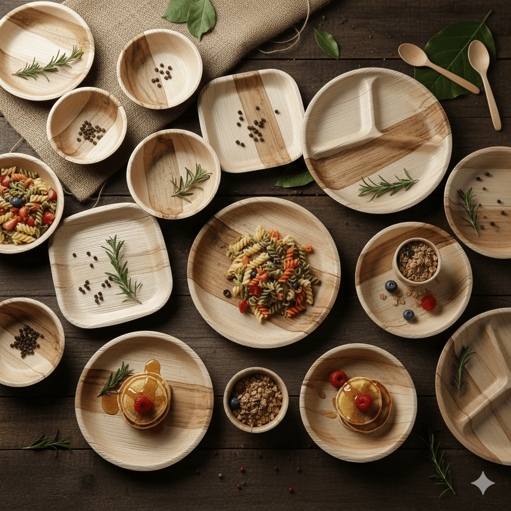 Employees working inside an areca leaf dinnerware industry